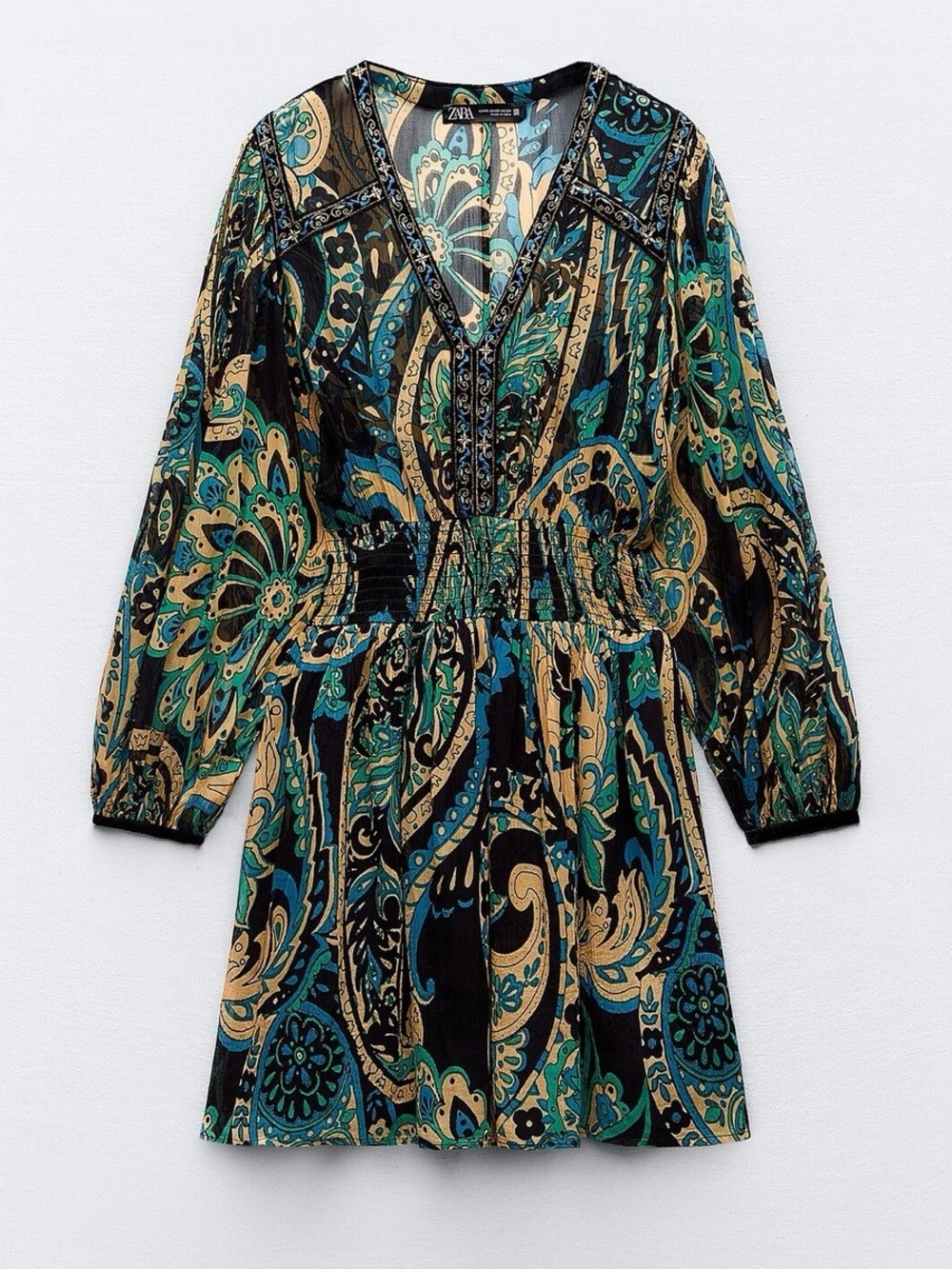 M. SHORT PRINTED DRESS WITH TWO-MATERIAL TRIM - Picture 2 of 3